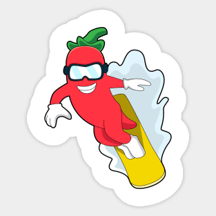 Pepper at Snowboarding with Snowboard Sticker